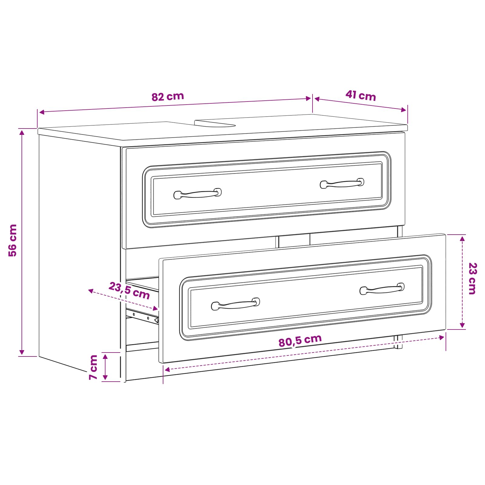vidaXL Badkamer wastafelkast UTRECHT Wit 82 x 41 x 56 cm Bewerkt hout