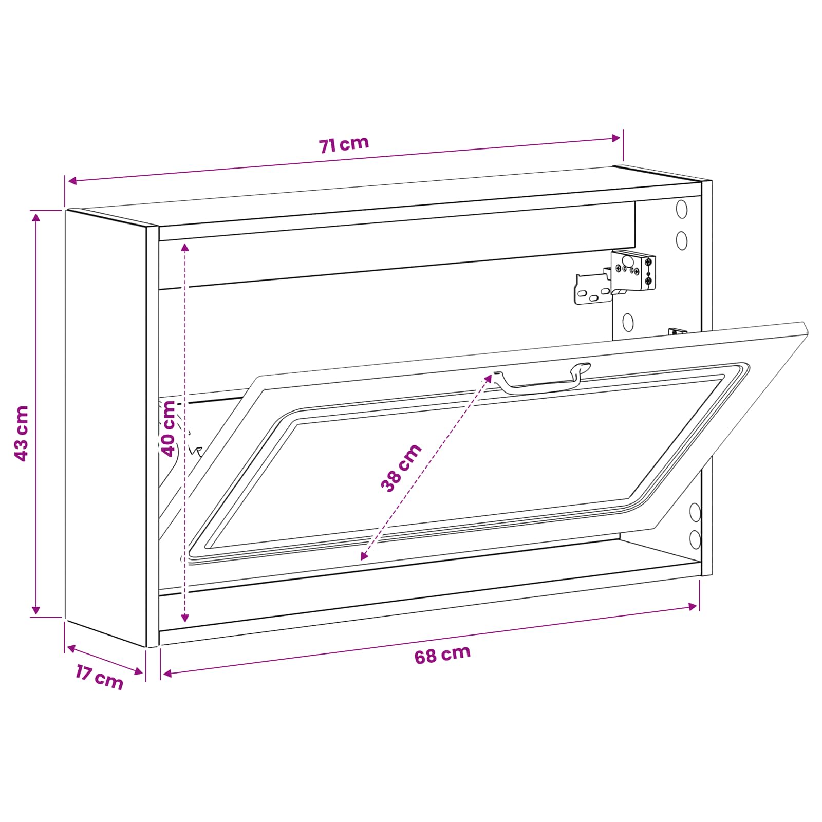 vidaXL Wandgemonteerde Schoenkast UTRECHT 71 x 17 x 43 cm Bewerkt hout