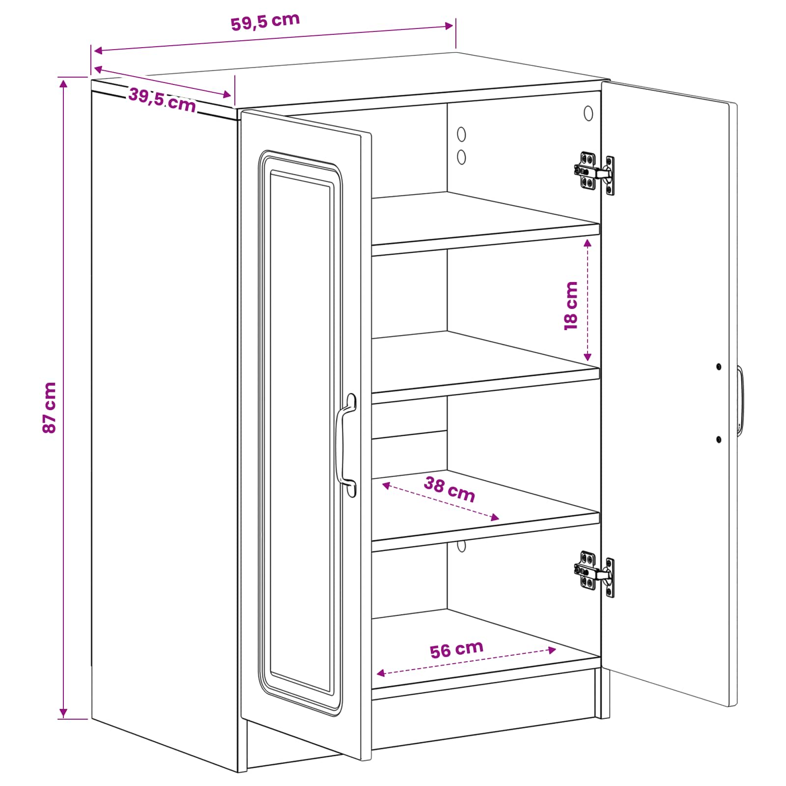 vidaXL Schoenenkast UTRECHT 59,5 x 39,5 x 87 cm Bewerkt hout Wit