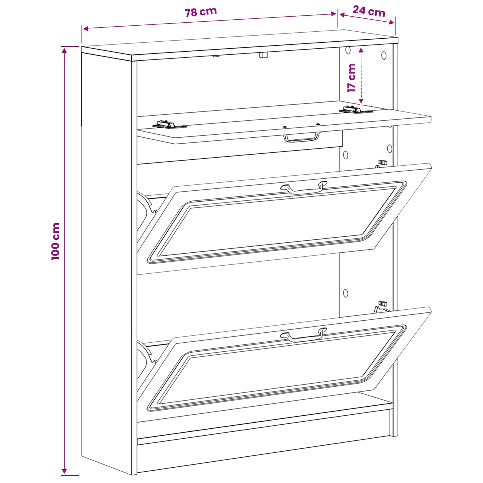 vidaXL Schoenenkast UTRECHT 78 x 24 x 100 cm Bewerkt hout Wit