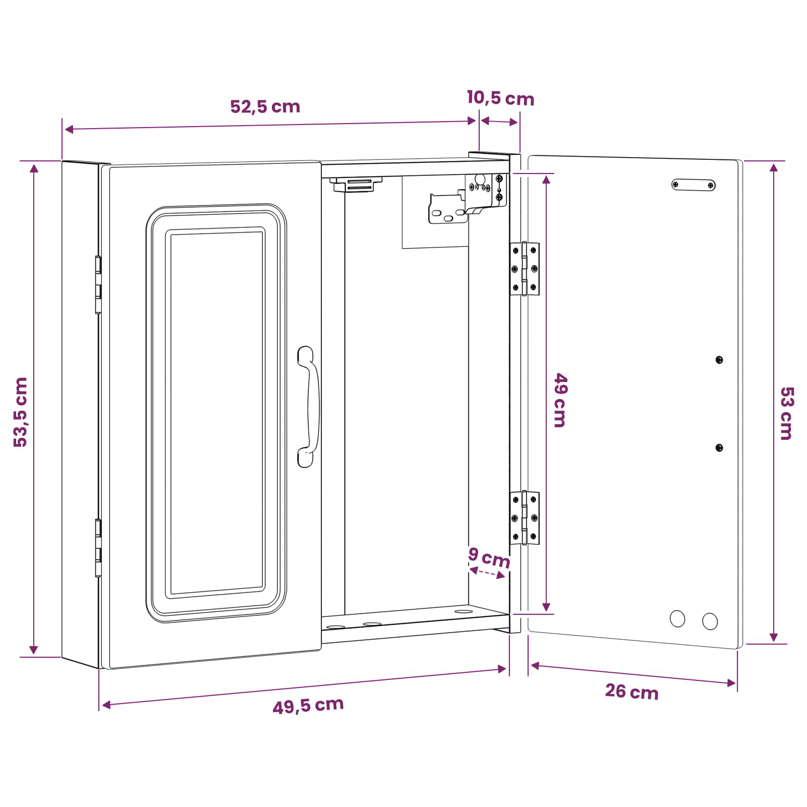 vidaXL Dartbord Kabinet UTRECHT Wit 52,5 x 10,5 x 53,5 cm Bewerkt hout