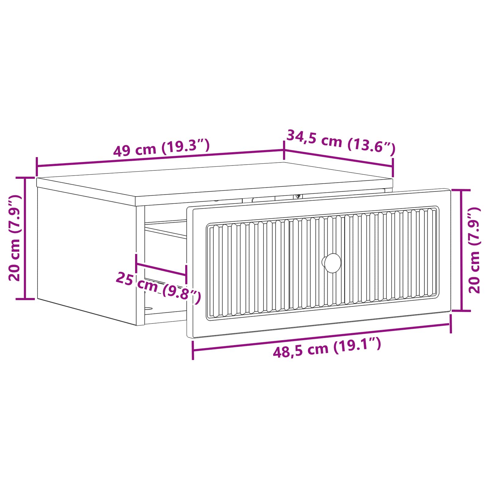 vidaXL Nachtkastje met lade 2 pcs Wit 49 x 34,5 x 20 cm Bewerkt hout