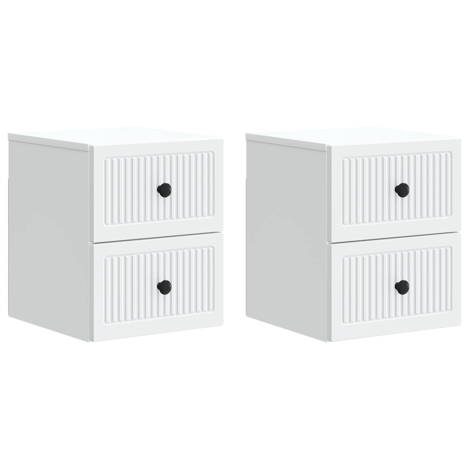 vidaXL Wandbeugel Bedkast 2 pcs Wit 33 x 34,5 x 40 cm Bewerkt hout