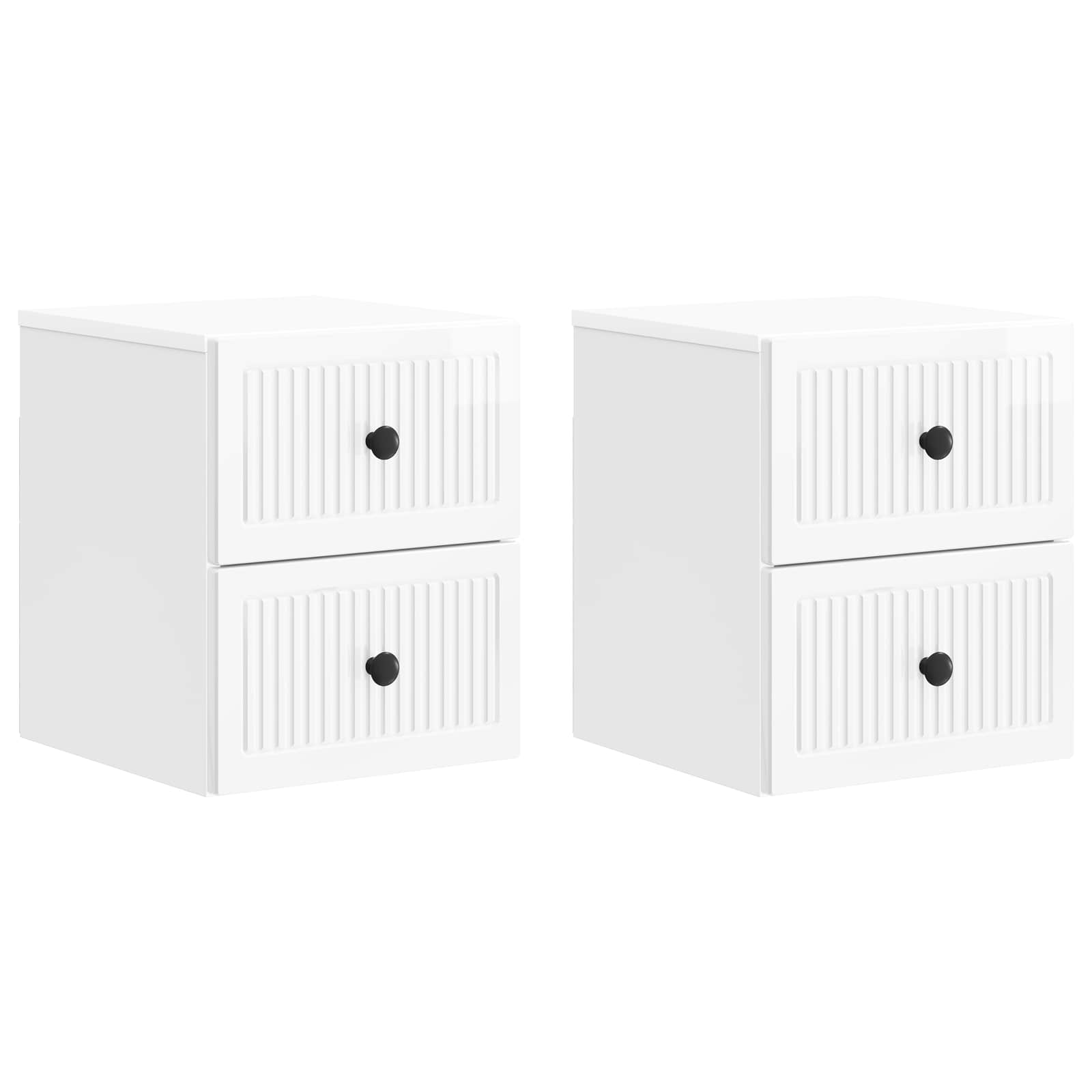 vidaXL Wandbeugel Bedkast 2 pcs Wit 33 x 34,5 x 40 cm Bewerkt hout