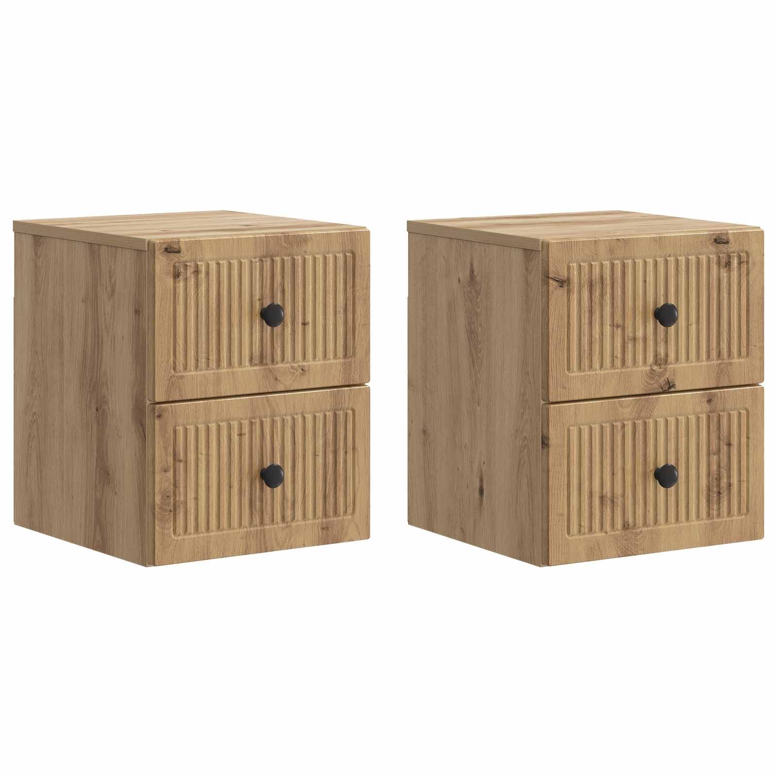vidaXL Wandbeugel Bedkast 2 pcs Wit 33 x 34,5 x 40 cm Bewerkt hout