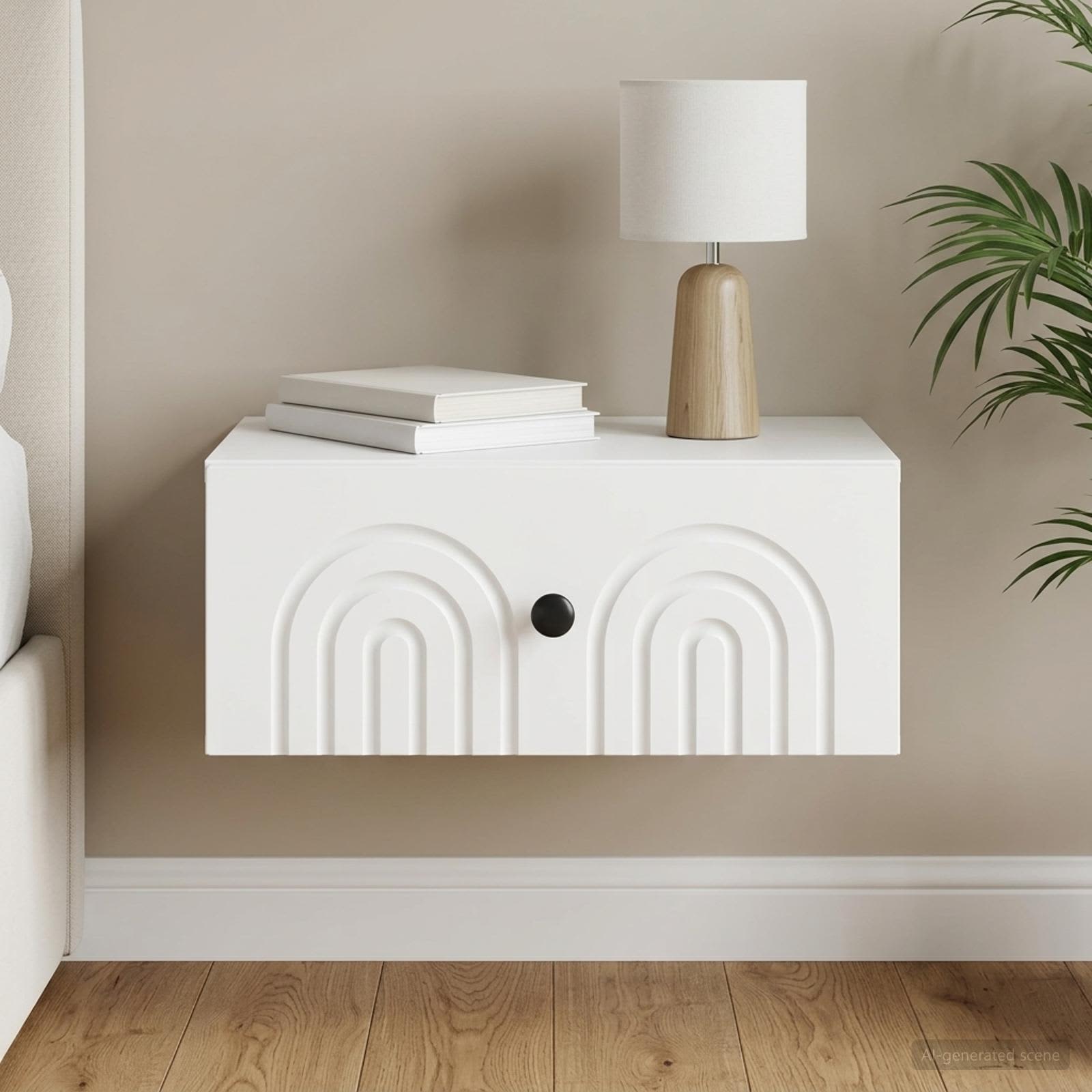 vidaXL Wandbeugel Bedkast 2 pcs Wit 49 x 34,5 x 20 cm Bewerkt hout
