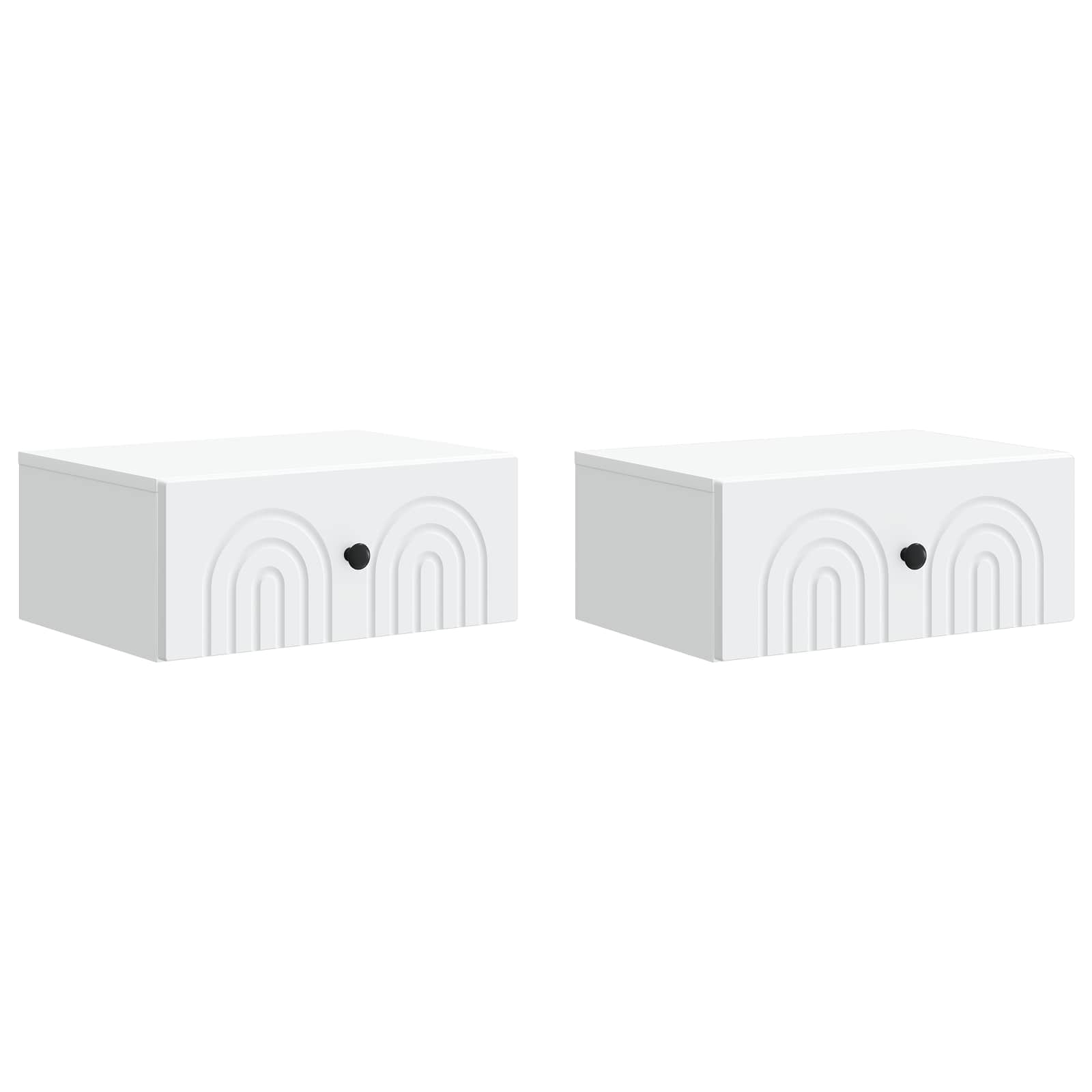 vidaXL Wandbeugel Bedkast 2 pcs Wit 49 x 34,5 x 20 cm Bewerkt hout