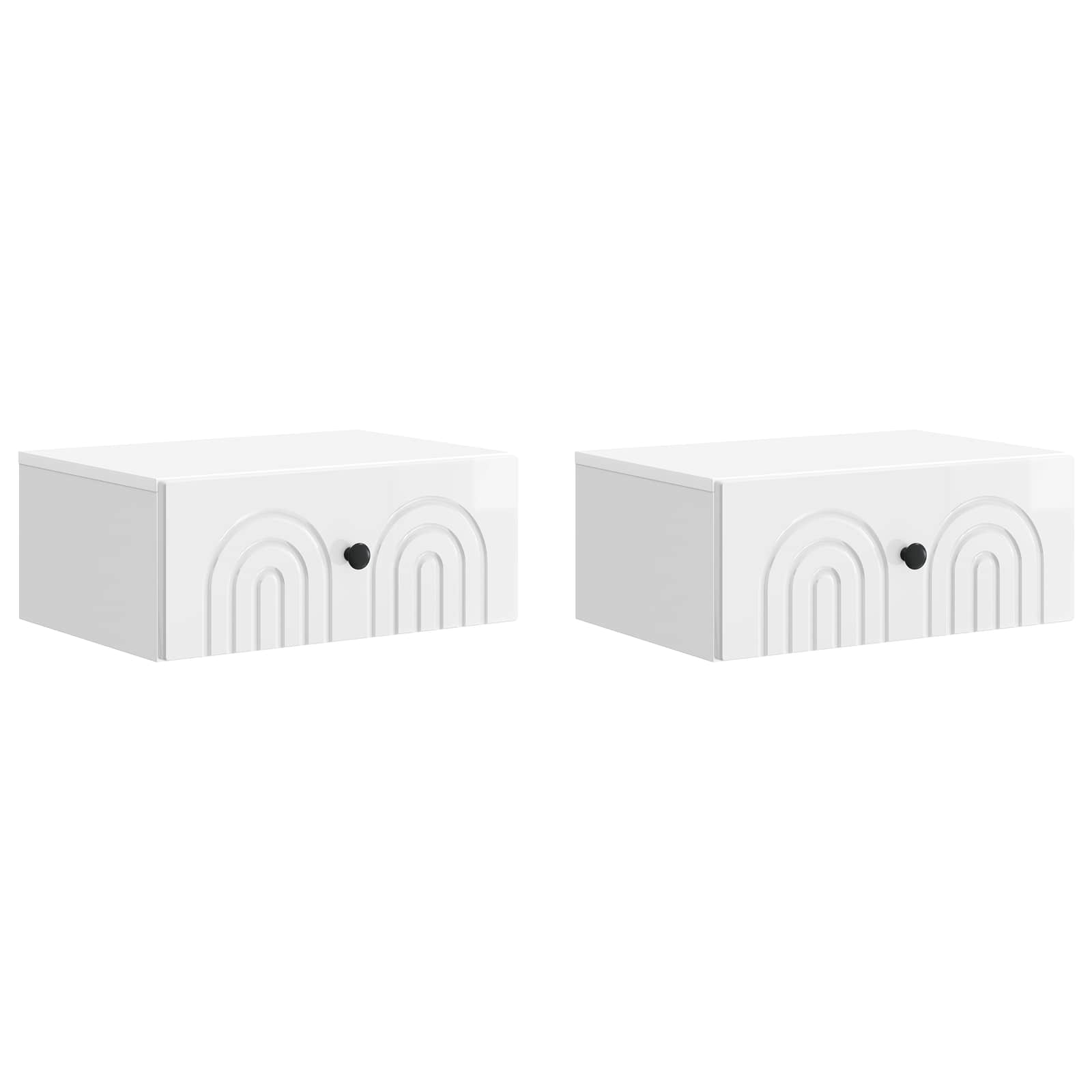 vidaXL Wandbeugel Bedkast 2 pcs Wit 49 x 34,5 x 20 cm Bewerkt hout