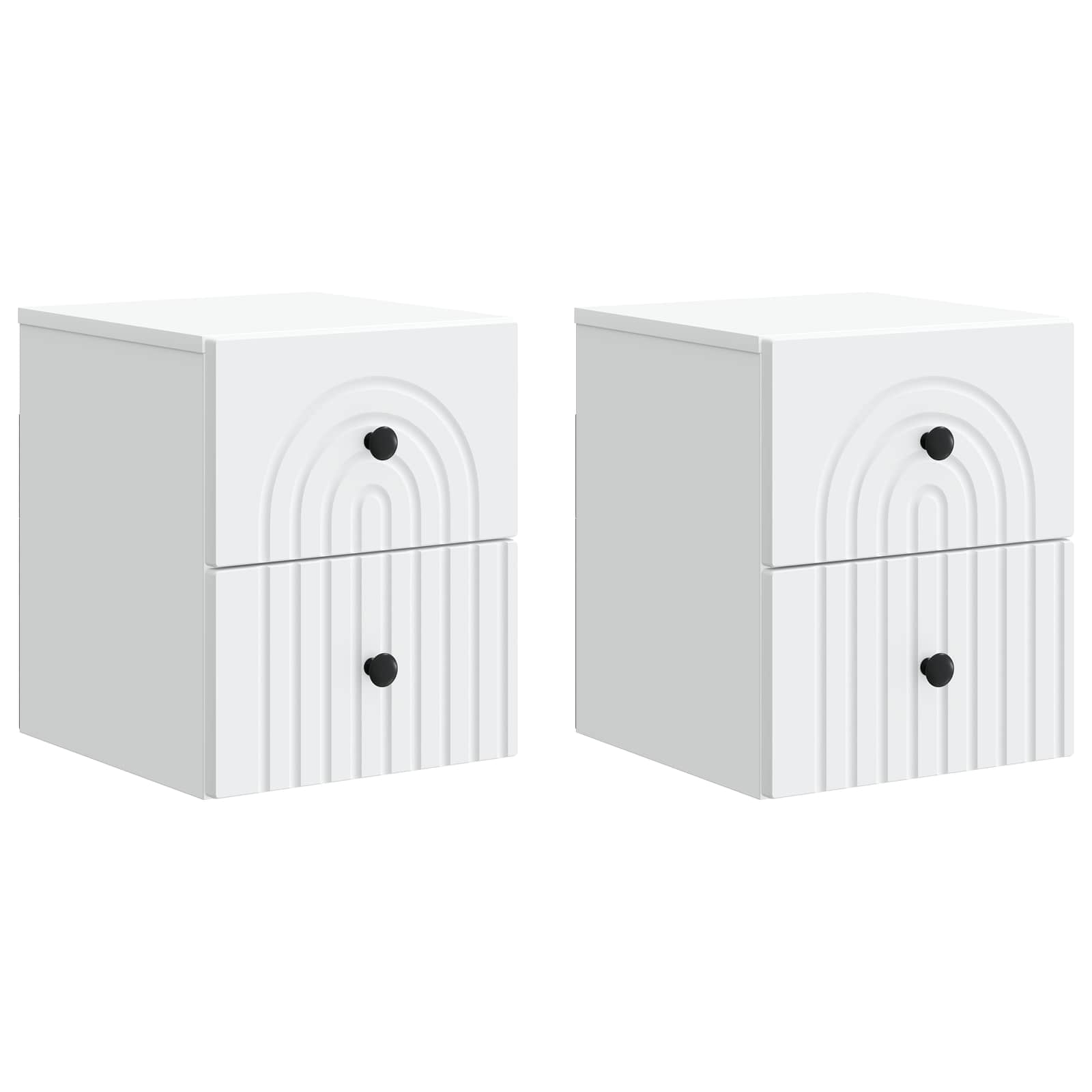 vidaXL Wandbeugel Bedkast 2 pcs Wit 33 x 34,5 x 40 cm Bewerkt hout