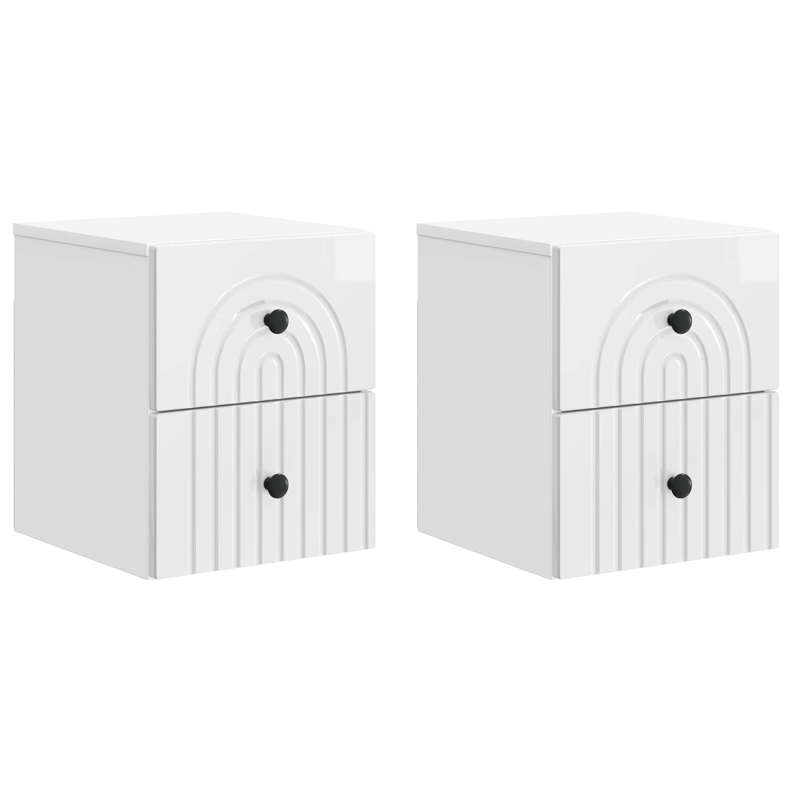 vidaXL Wandbeugel Bedkast 2 pcs Wit 33 x 34,5 x 40 cm Bewerkt hout