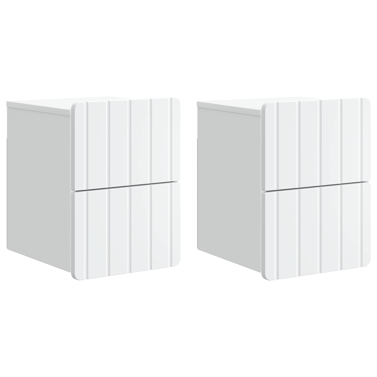 vidaXL Wandbeugel Bedkast 2 pcs Wit 33 x 34,5 x 43 cm Bewerkt hout