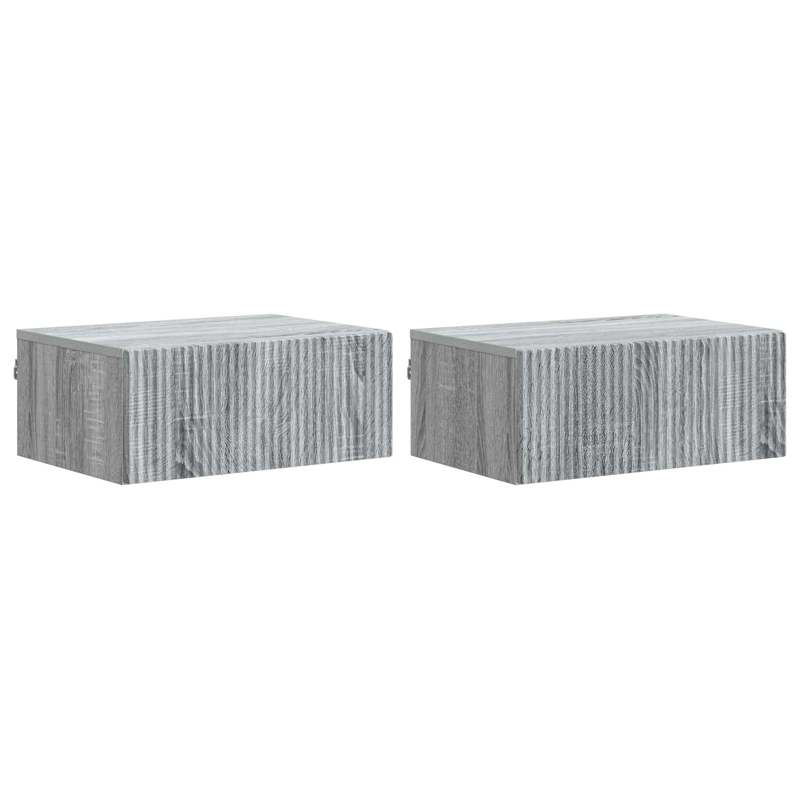 vidaXL Wandbeugel Bedkast 2 pcs Wit 49 x 34,5 x 20 cm Bewerkt hout