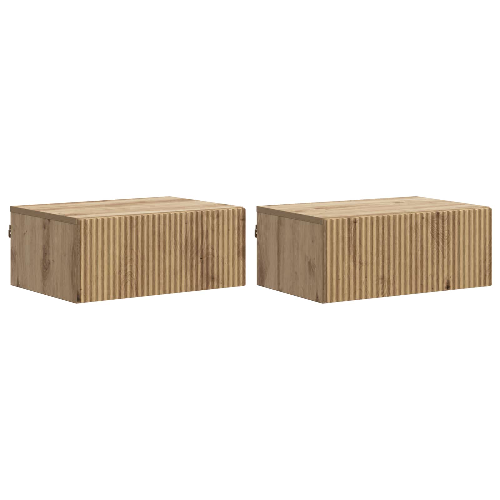 vidaXL Wandbeugel Bedkast 2 pcs Wit 49 x 34,5 x 20 cm Bewerkt hout