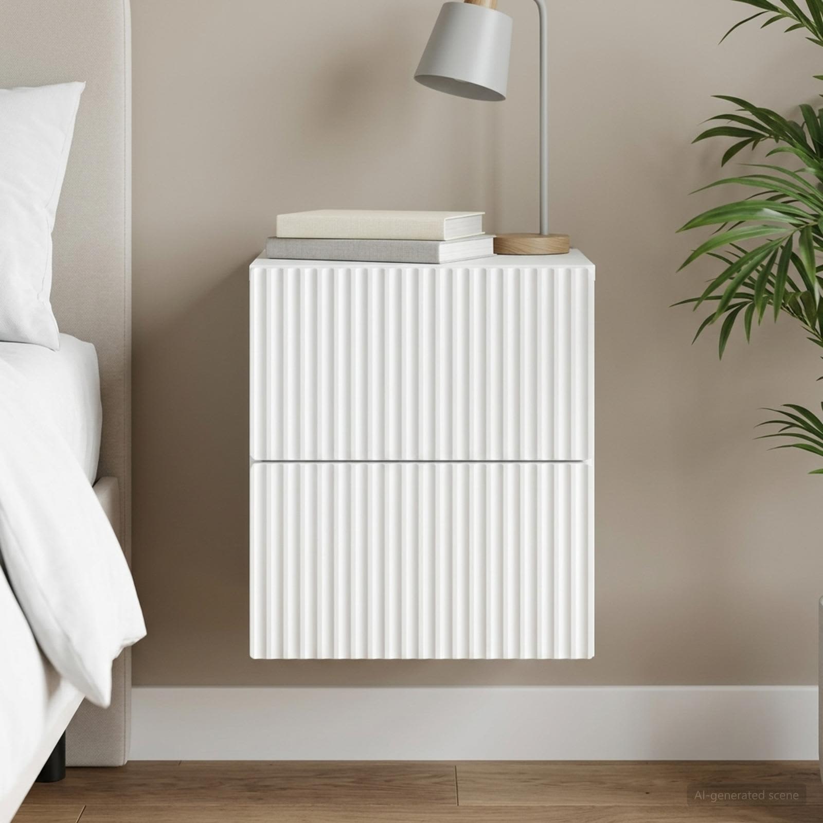 vidaXL Wandbeugel Bedkast 2 pcs Wit 33 x 34,5 x 40 cm Bewerkt hout