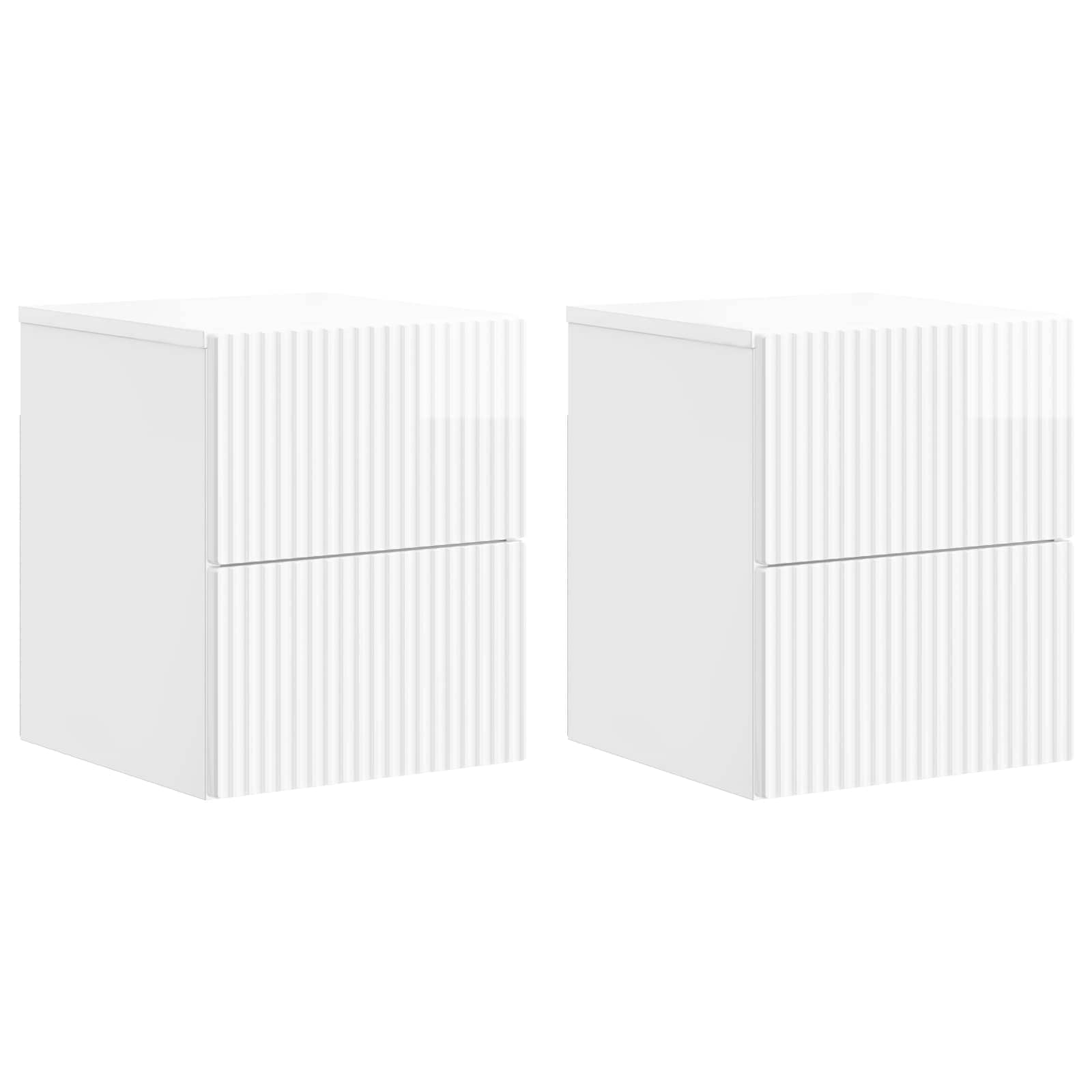 vidaXL Wandbeugel Bedkast 2 pcs Wit 33 x 34,5 x 40 cm Bewerkt hout