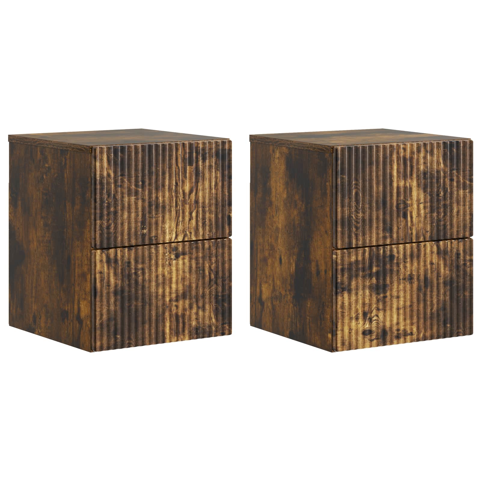 vidaXL Wandbeugel Bedkast 2 pcs Wit 33 x 34,5 x 40 cm Bewerkt hout