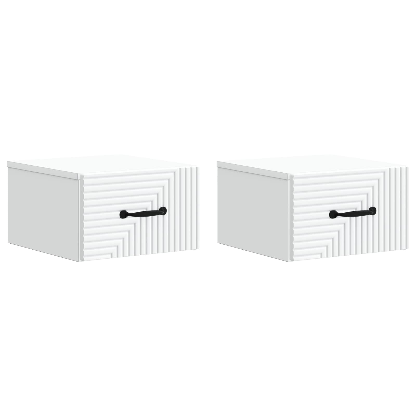 vidaXL Wandbeugel Bedkast 2 pcs Wit 34,5 x 33 x 20 cm Bewerkt hout