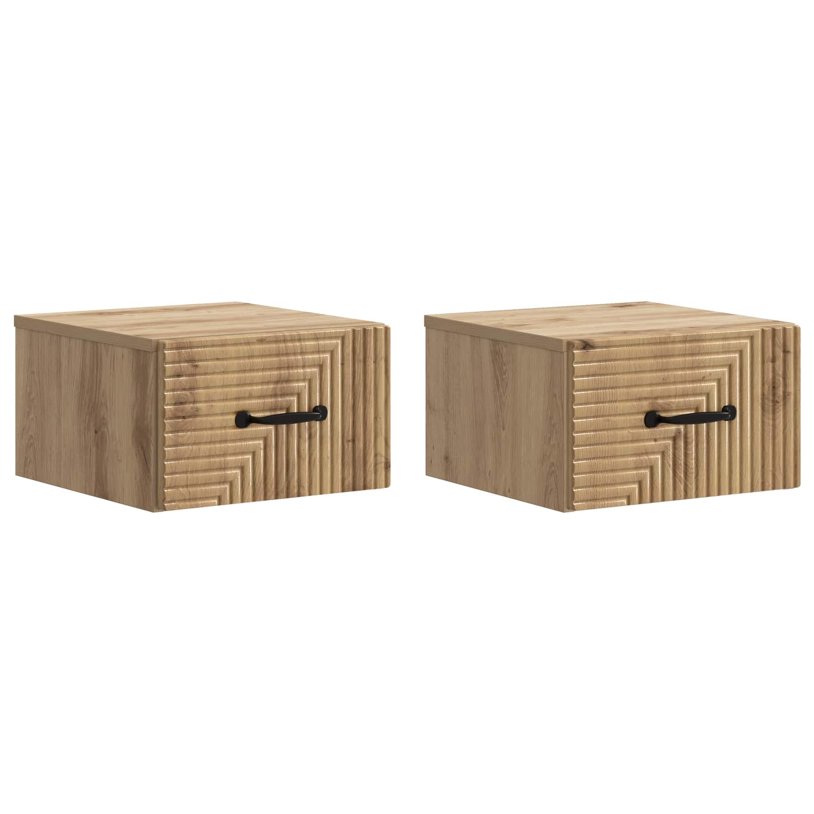 vidaXL Wandbeugel Bedkast 2 pcs Wit 34,5 x 33 x 20 cm Bewerkt hout