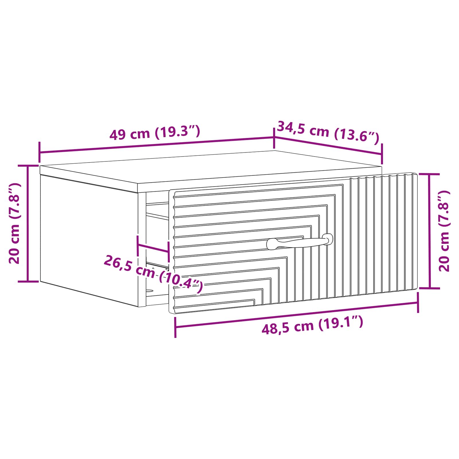 vidaXL Wandbeugel Bedkast 2 pcs Wit 49 x 34,5 x 20 cm Bewerkt hout