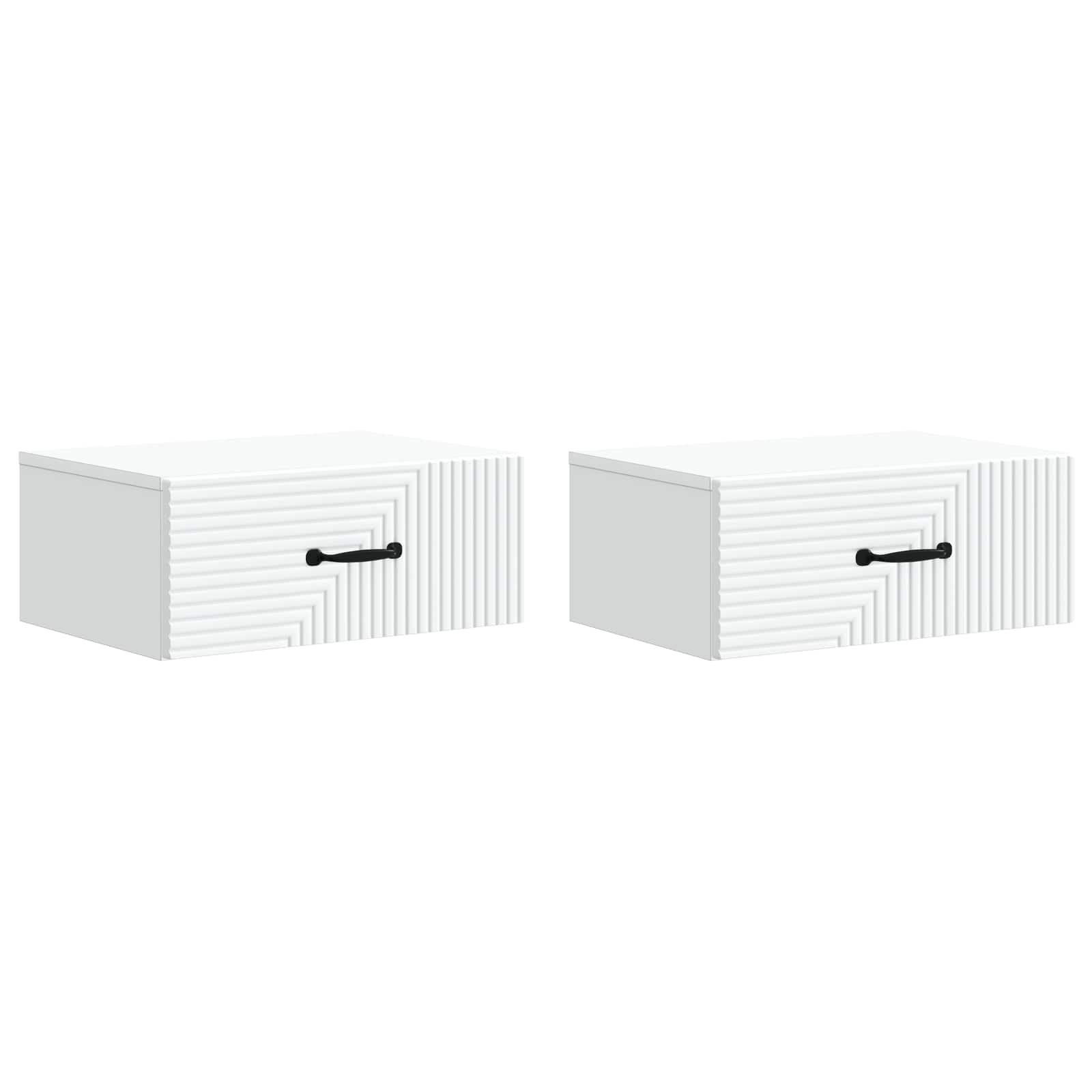 vidaXL Wandbeugel Bedkast 2 pcs Wit 49 x 34,5 x 20 cm Bewerkt hout