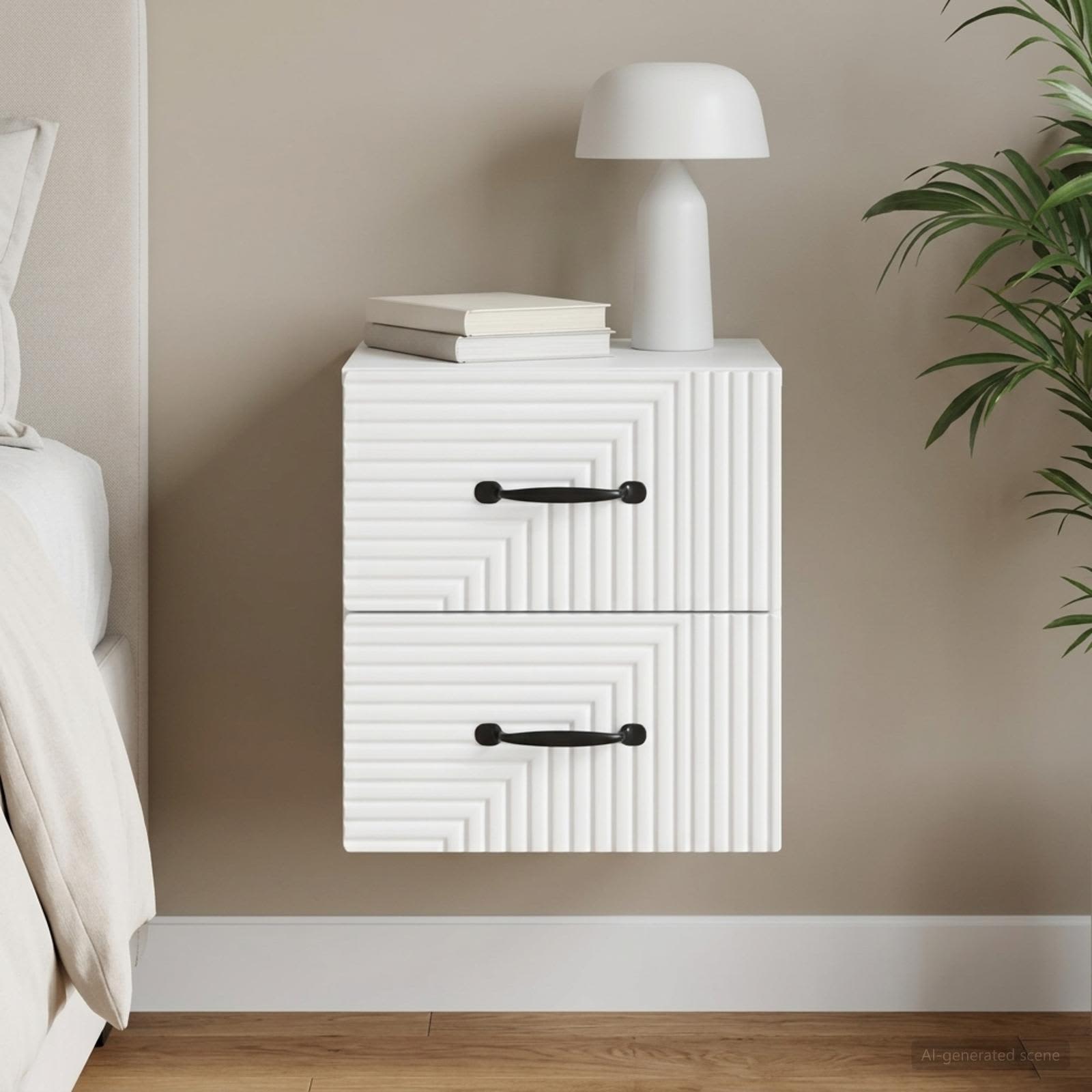 vidaXL Wandbeugel Bedkast 2 pcs Wit 34,5 x 33 x 40 cm Bewerkt hout