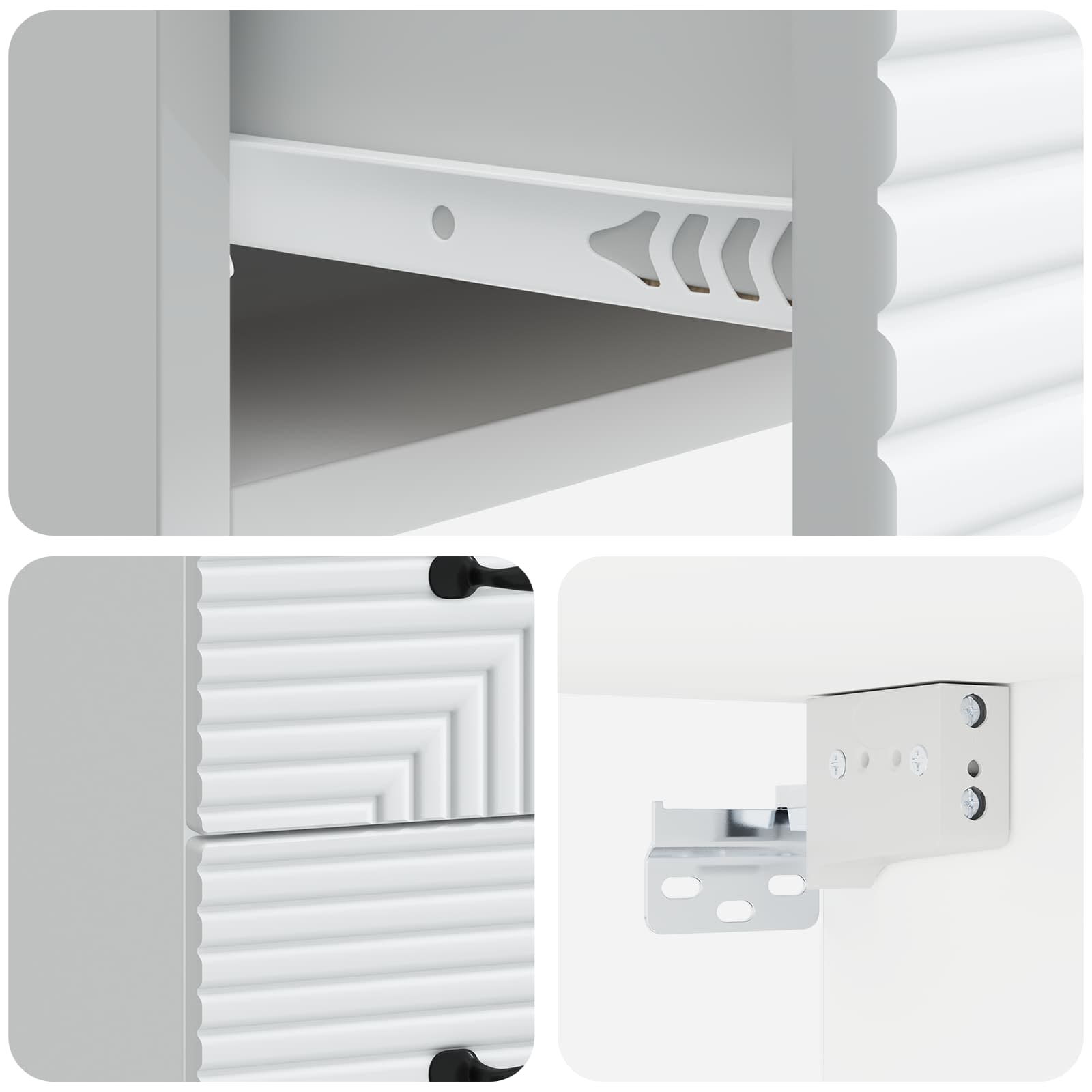 vidaXL Wandbeugel Bedkast 2 pcs Wit 34,5 x 33 x 40 cm Bewerkt hout
