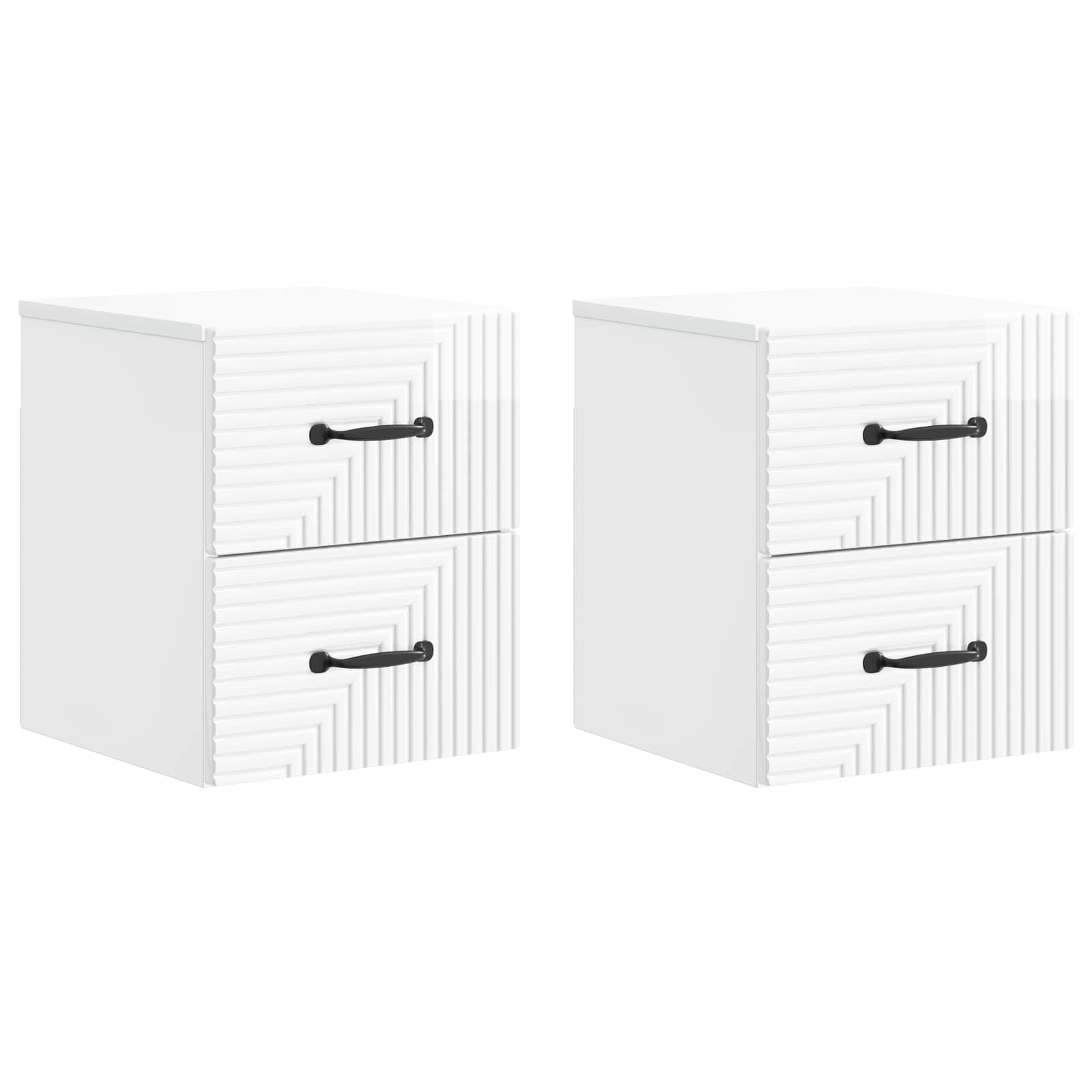 vidaXL Wandbeugel Bedkast 2 pcs Wit 34,5 x 33 x 40 cm Bewerkt hout