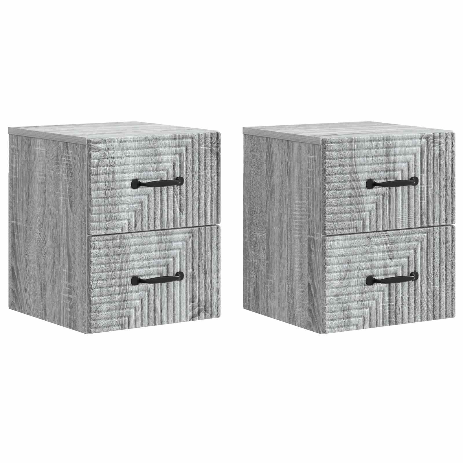 vidaXL Wandbeugel Bedkast 2 pcs Wit 34,5 x 33 x 40 cm Bewerkt hout