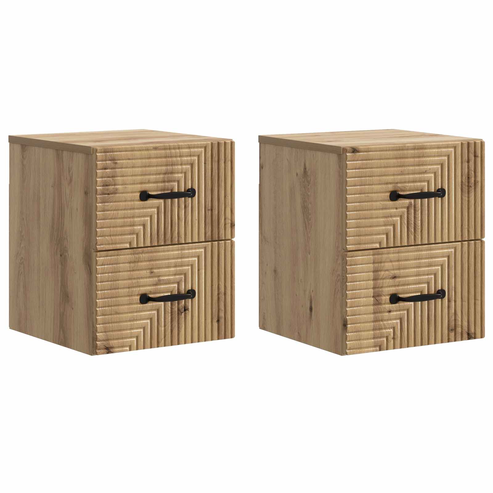 vidaXL Wandbeugel Bedkast 2 pcs Wit 34,5 x 33 x 40 cm Bewerkt hout