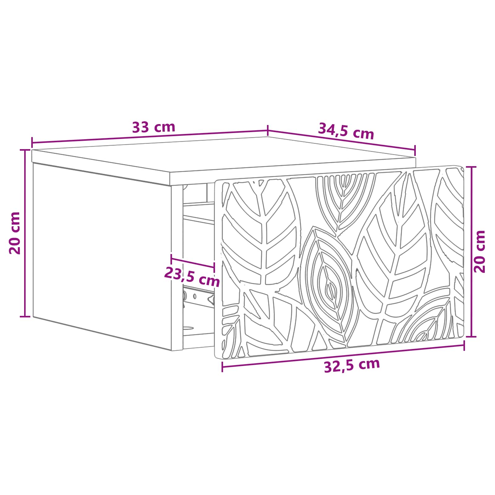 vidaXL Wandmontage Zijtafel Wit 34,5 x 33 x 20 cm Bewerkt hout