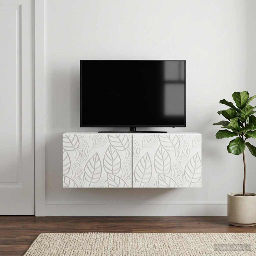 vidaXL Wandbeugel TV-kast 59,5 x 41 x 30 cm Wit Bewerkt hout