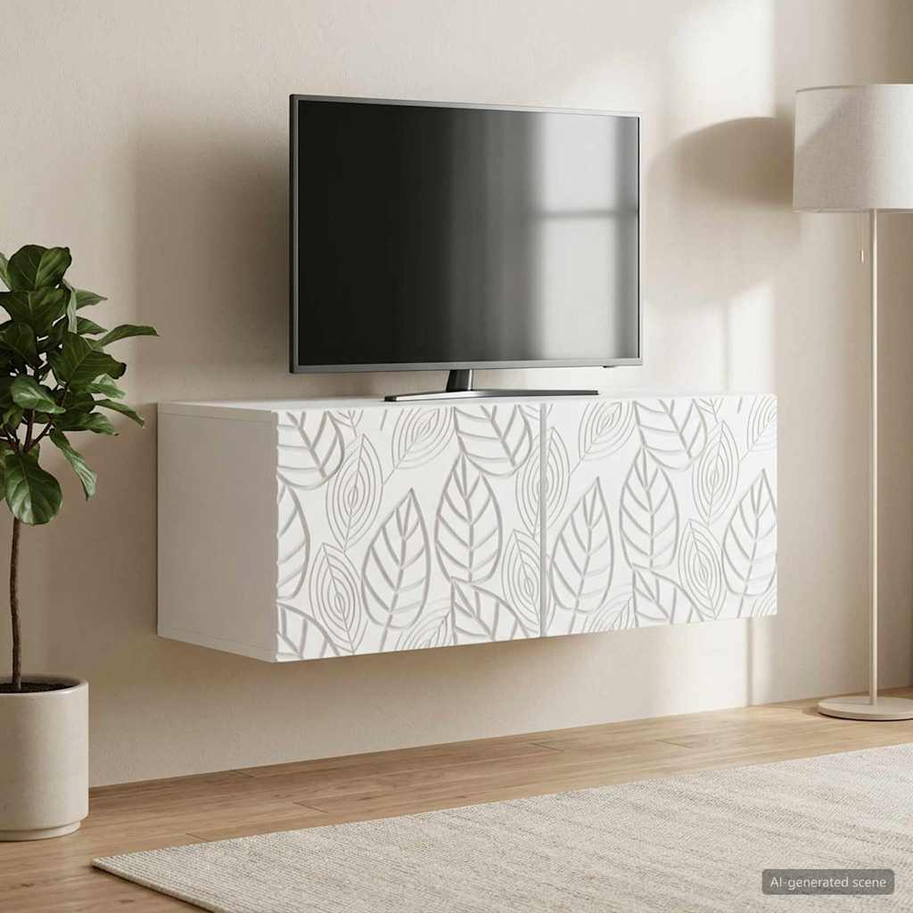 vidaXL Wandbeugel TV-kast 59,5 x 41 x 30 cm Wit Bewerkt hout