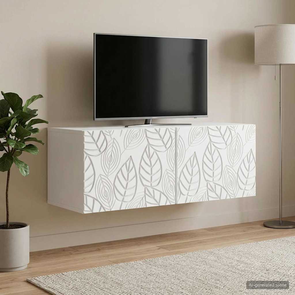vidaXL Wandbeugel TV-kast 59,5 x 41 x 30 cm Wit Bewerkt hout