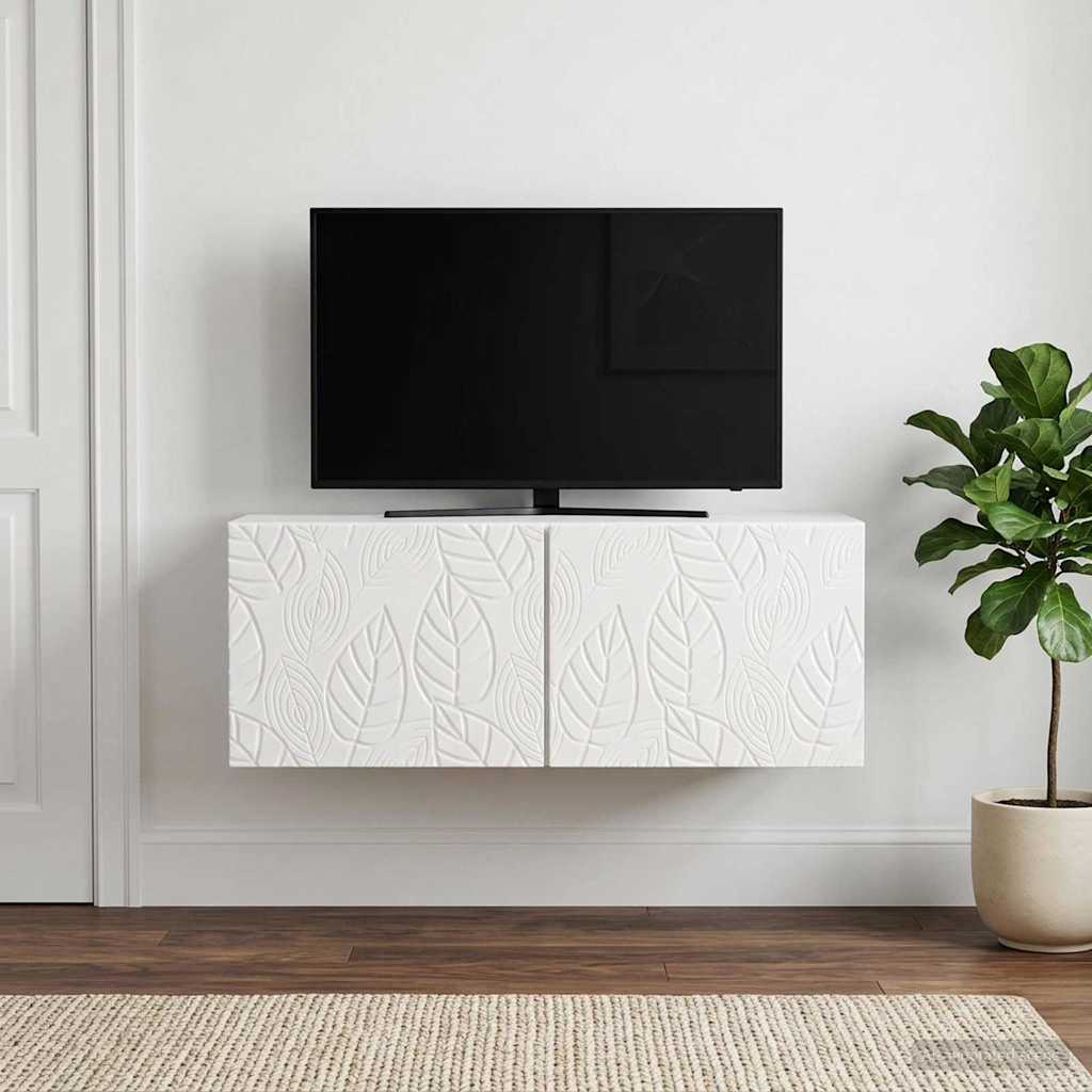 vidaXL Wandbeugel TV-kast 59,5 x 41 x 30 cm Wit Bewerkt hout