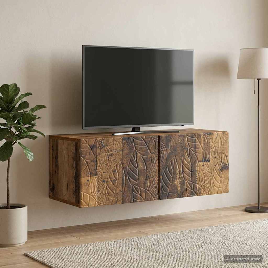 vidaXL Wandbeugel TV-kast 59,5 x 41 x 30 cm Wit Bewerkt hout