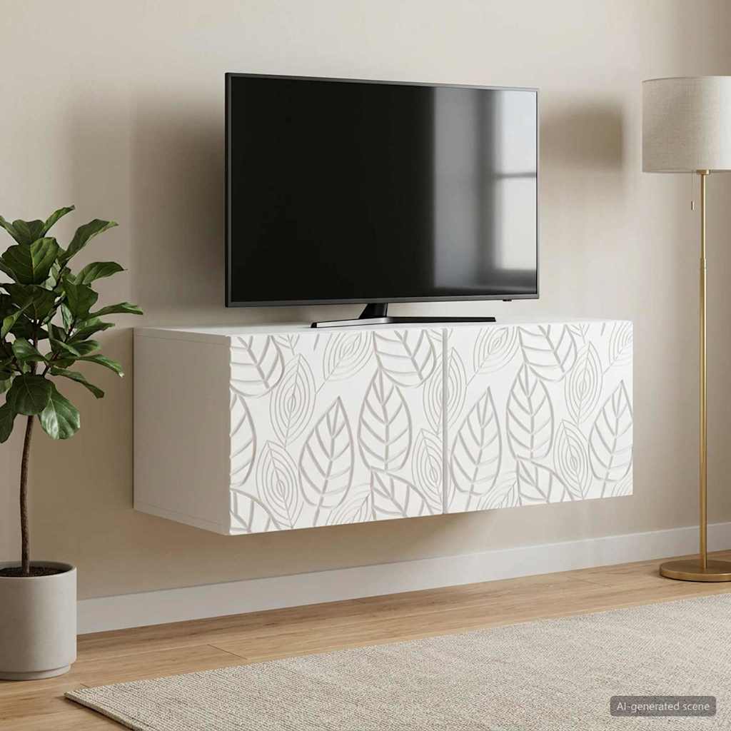 vidaXL Wandbeugel TV-kast 59,5 x 41 x 30 cm Wit Bewerkt hout