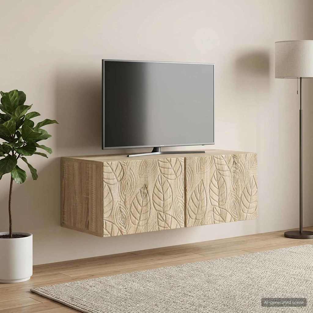 vidaXL Wandbeugel TV-kast 59,5 x 41 x 30 cm Wit Bewerkt hout