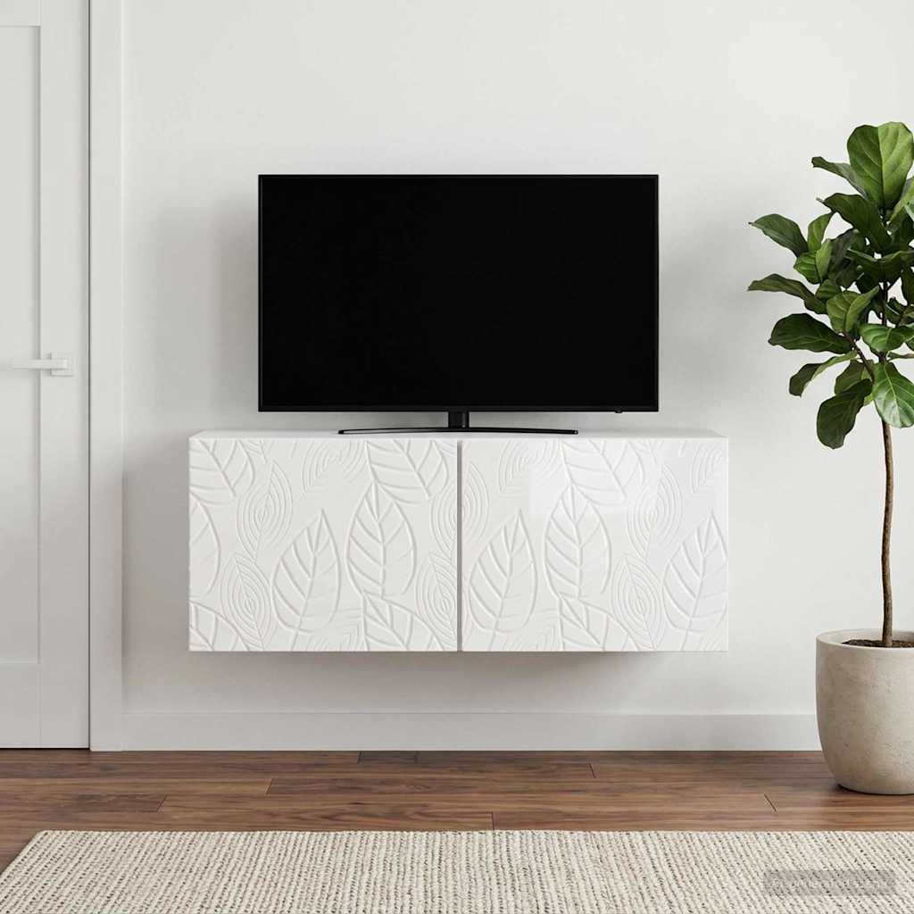 vidaXL Wandbeugel TV-kast 59,5 x 41 x 30 cm Wit Bewerkt hout