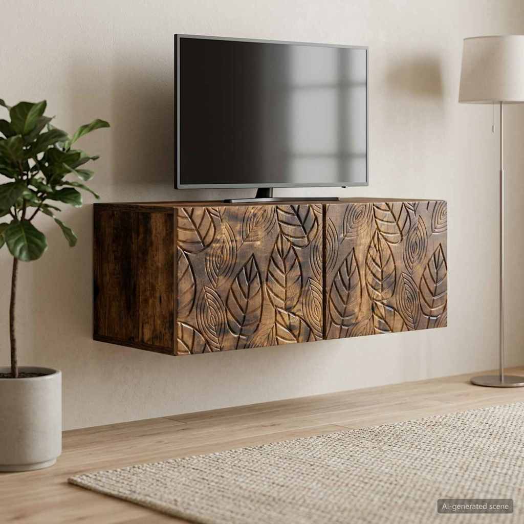 vidaXL Wandbeugel TV-kast 59,5 x 41 x 30 cm Wit Bewerkt hout