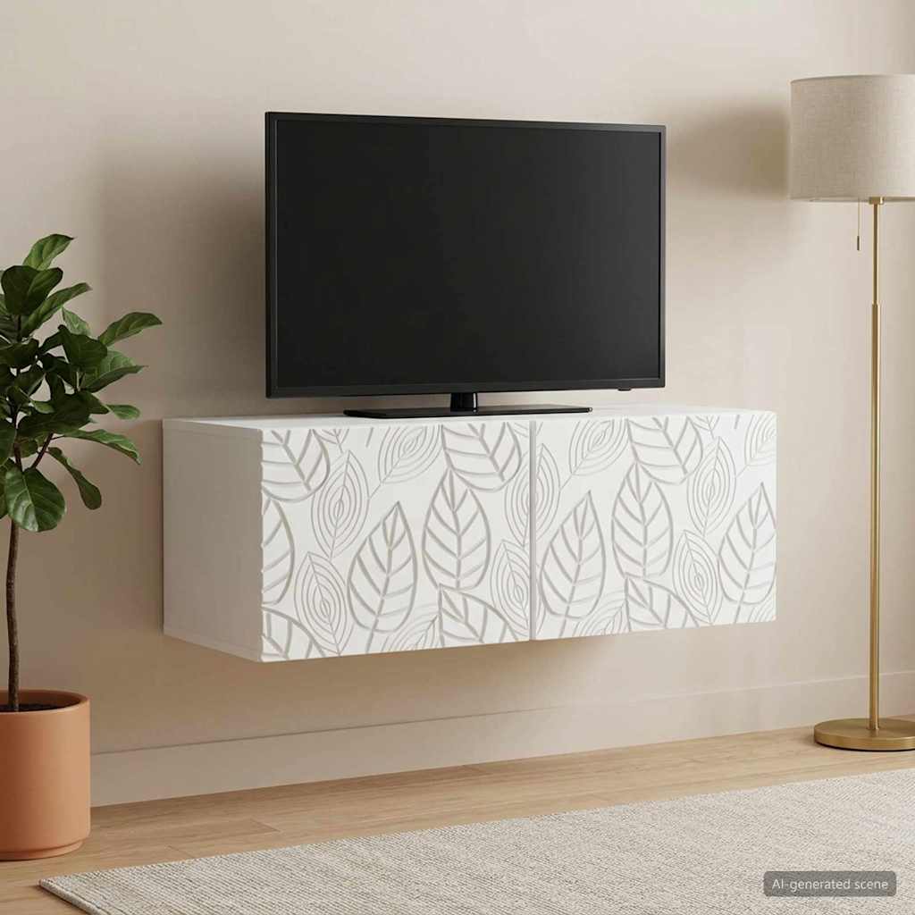 vidaXL Wandbeugel TV-kast 59,5 x 41 x 30 cm Wit Bewerkt hout