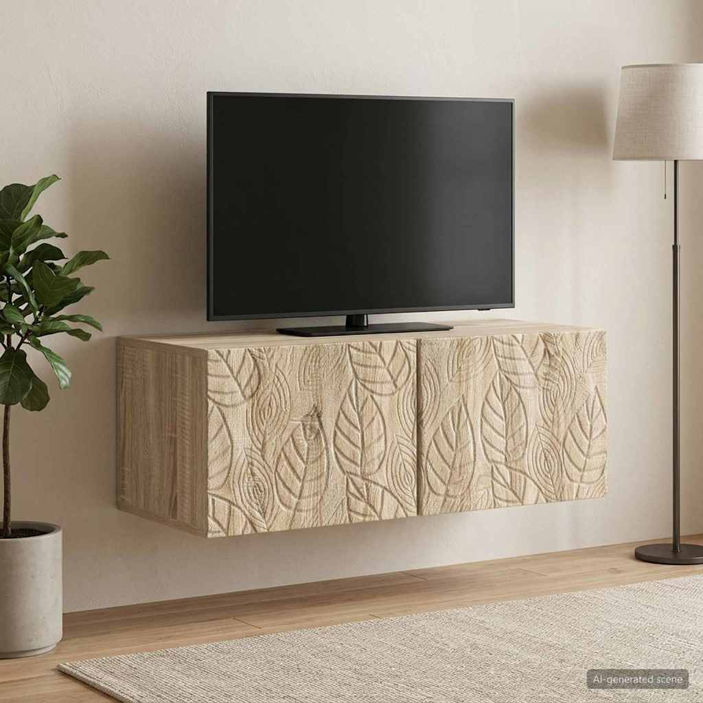 vidaXL Wandbeugel TV-kast 59,5 x 41 x 30 cm Wit Bewerkt hout