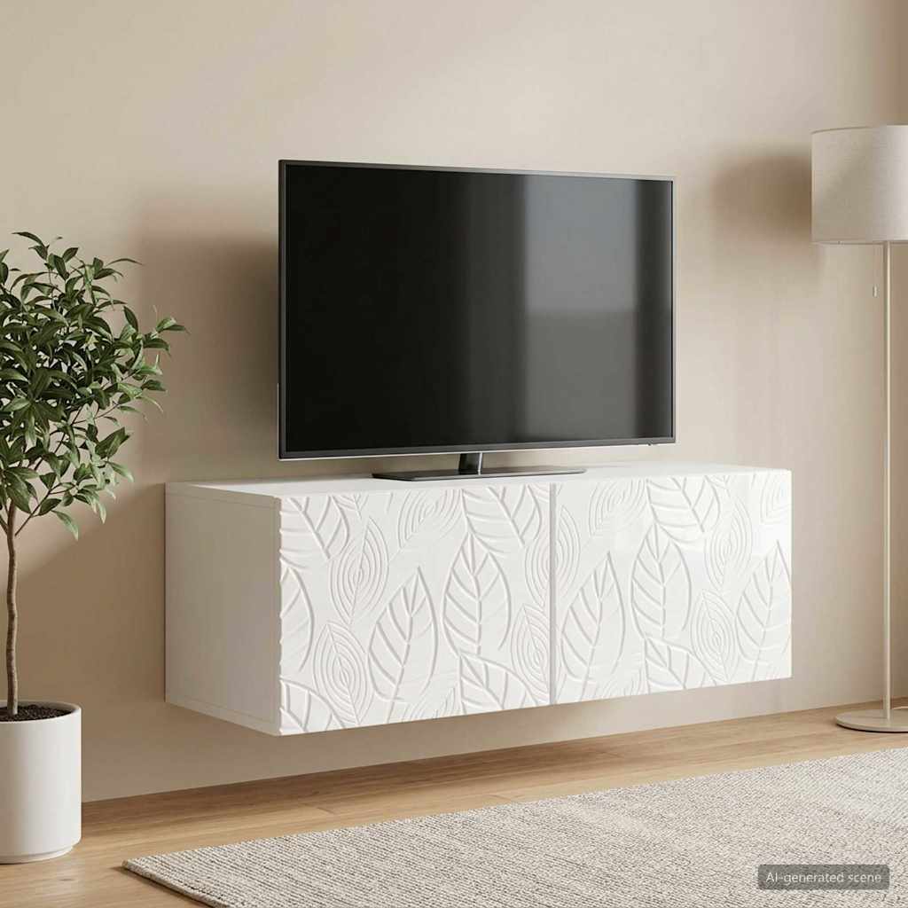 vidaXL Wandbeugel TV-kast 59,5 x 41 x 30 cm Wit Bewerkt hout