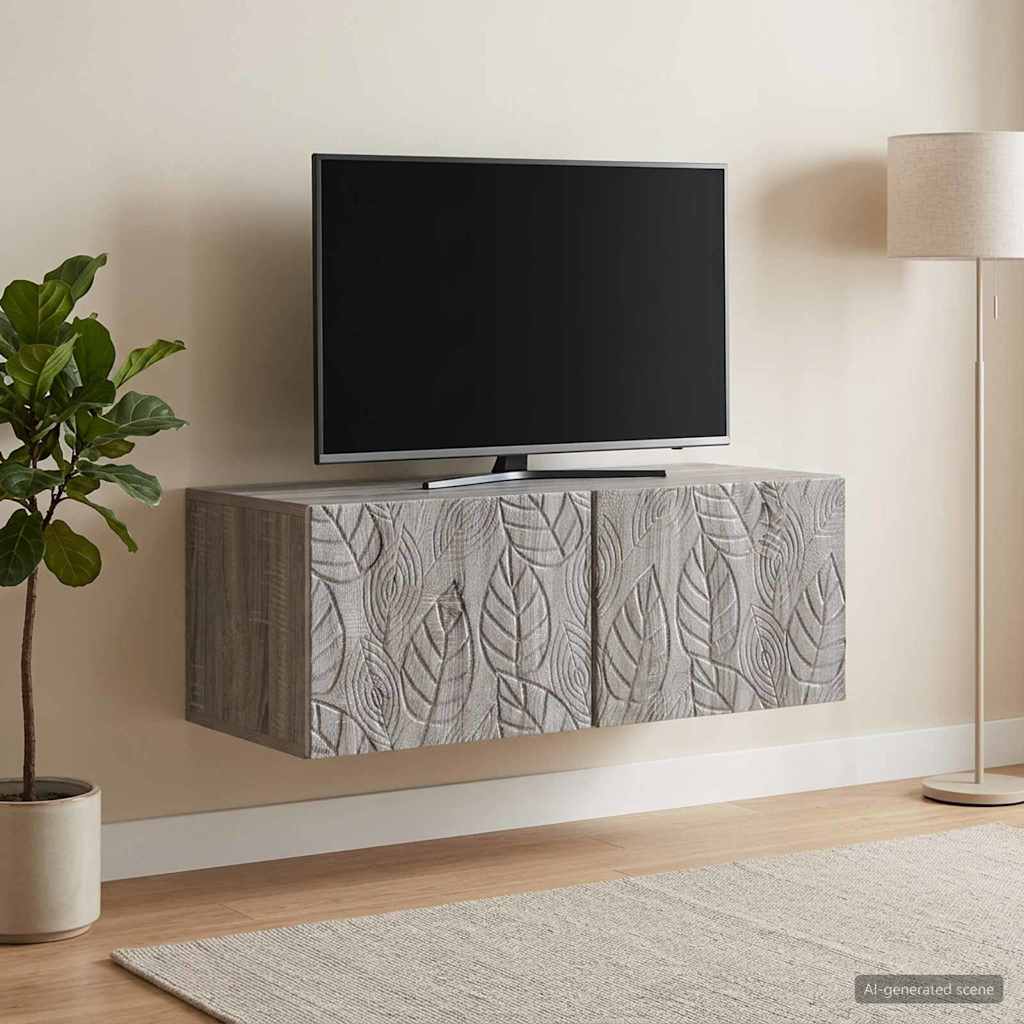 vidaXL Wandbeugel TV-kast 59,5 x 41 x 30 cm Wit Bewerkt hout