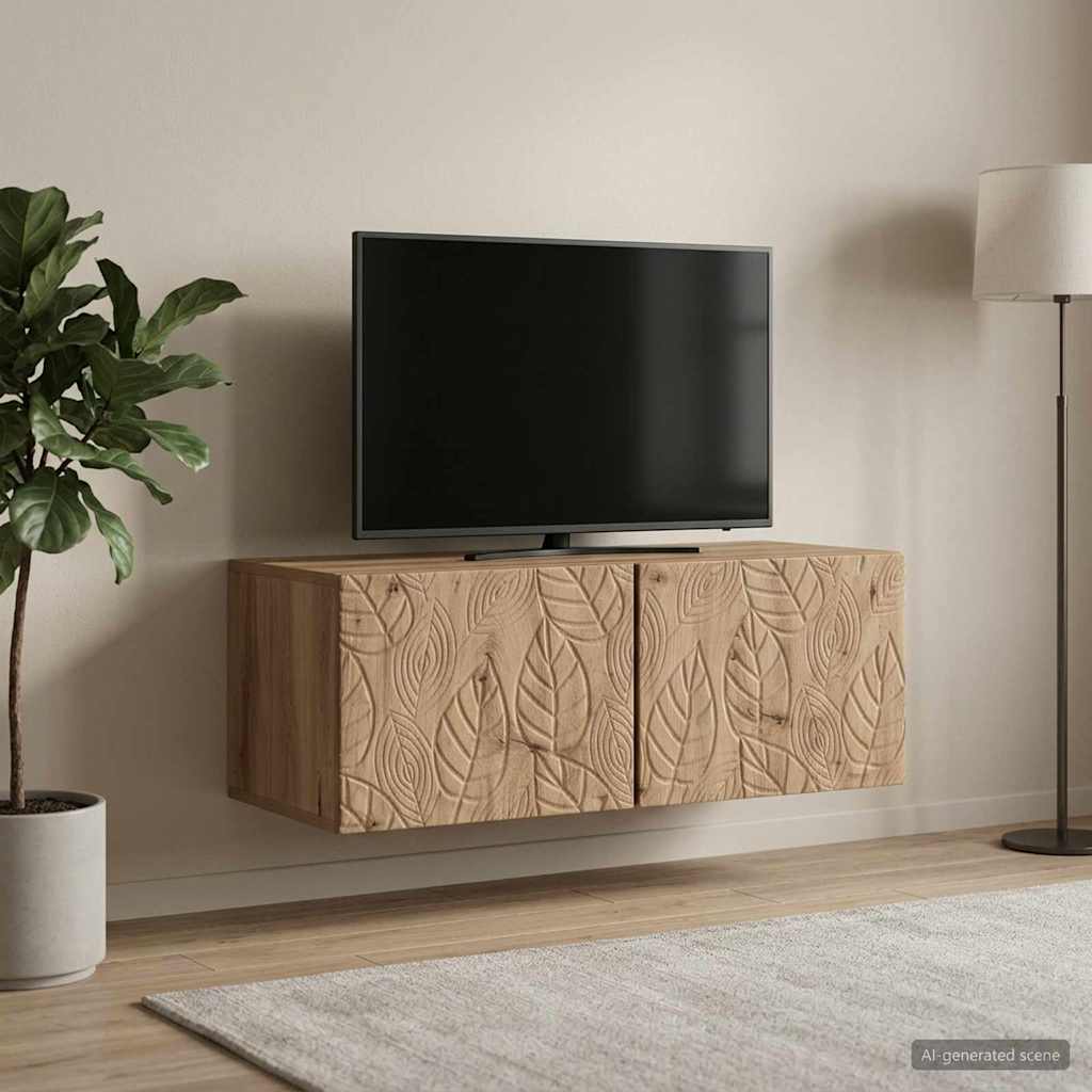 vidaXL Wandbeugel TV-kast 59,5 x 41 x 30 cm Wit Bewerkt hout