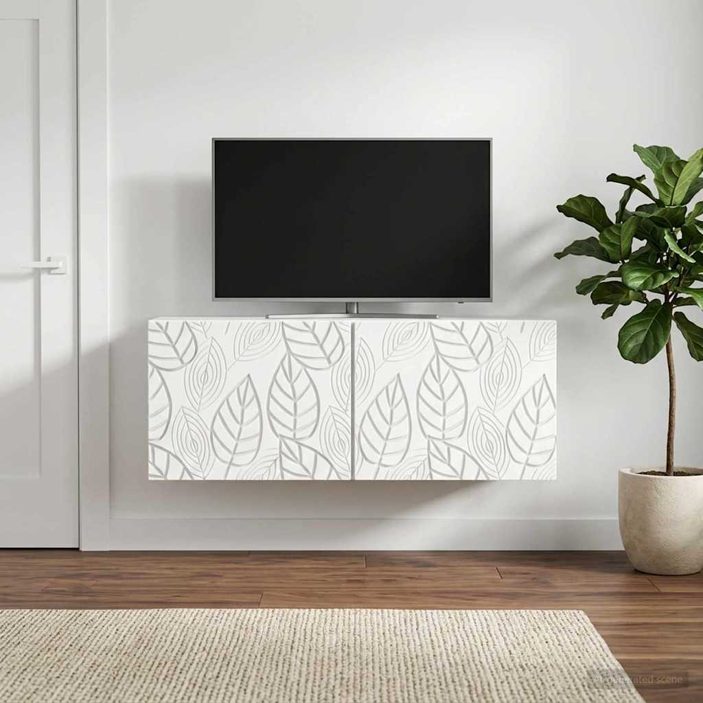 vidaXL Wandbeugel TV-kast 59,5 x 41 x 30 cm Wit Bewerkt hout