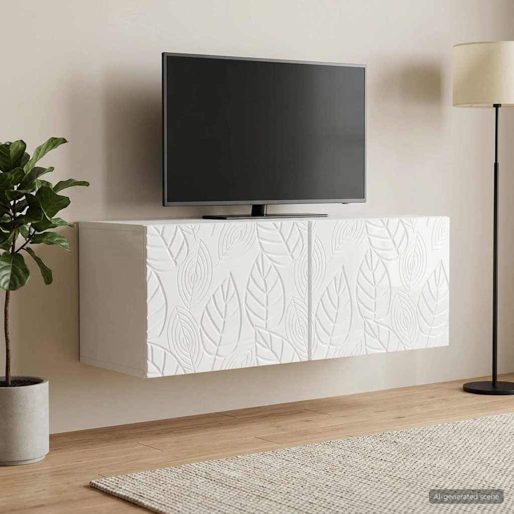 vidaXL Wandbeugel TV-kast 59,5 x 41 x 30 cm Wit Bewerkt hout