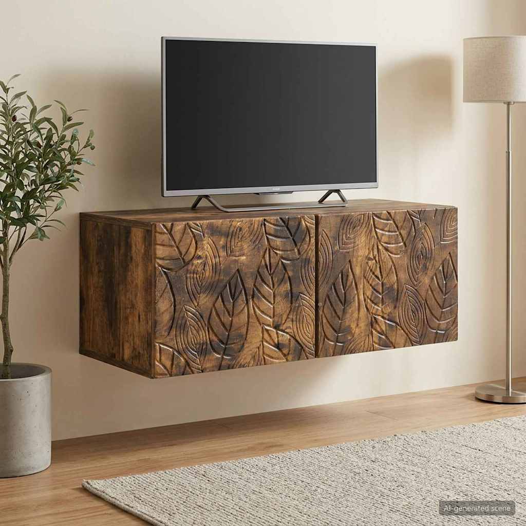 vidaXL Wandbeugel TV-kast 59,5 x 41 x 30 cm Wit Bewerkt hout