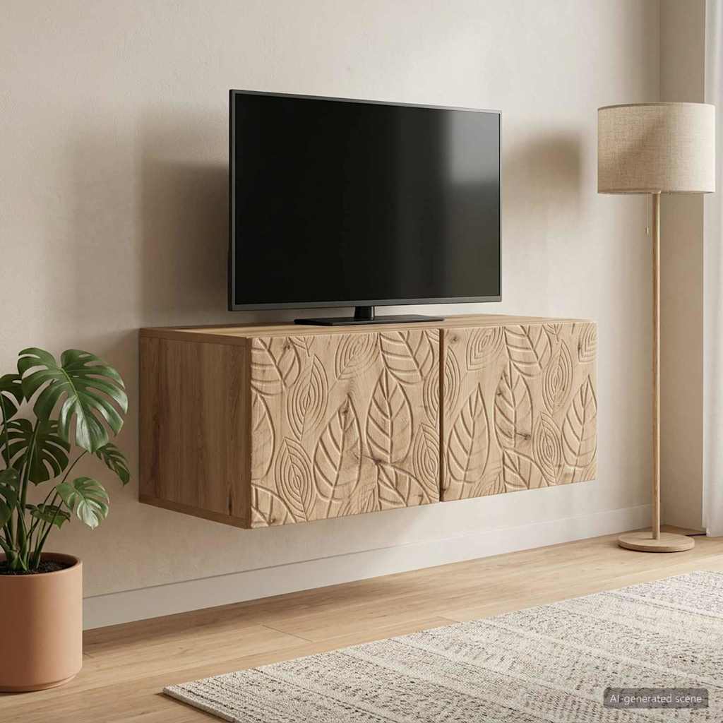 vidaXL Wandbeugel TV-kast 59,5 x 41 x 30 cm Wit Bewerkt hout