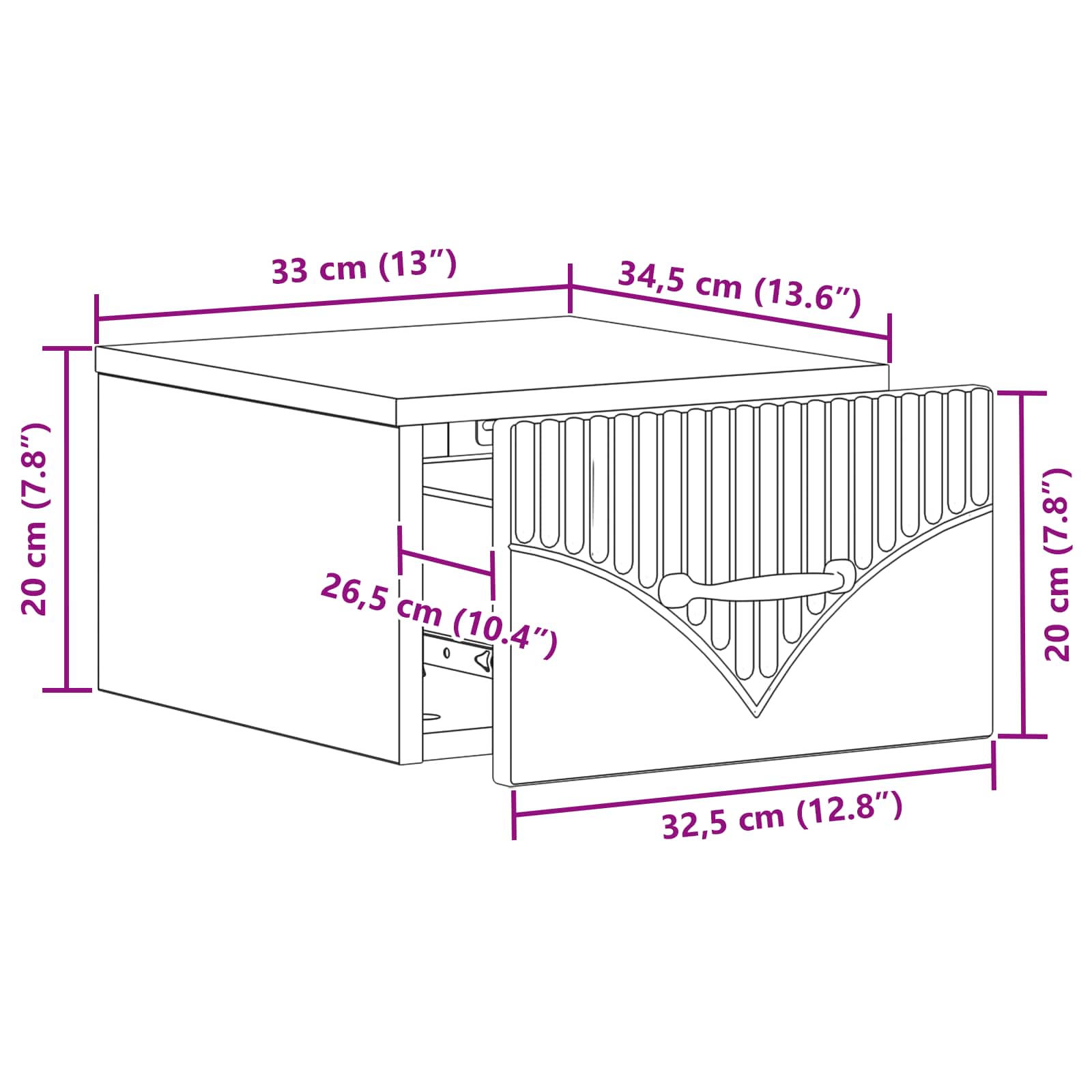 vidaXL Wandbeugel Bedkast 2 pcs Wit 34,5 x 33 x 20 cm Bewerkt hout