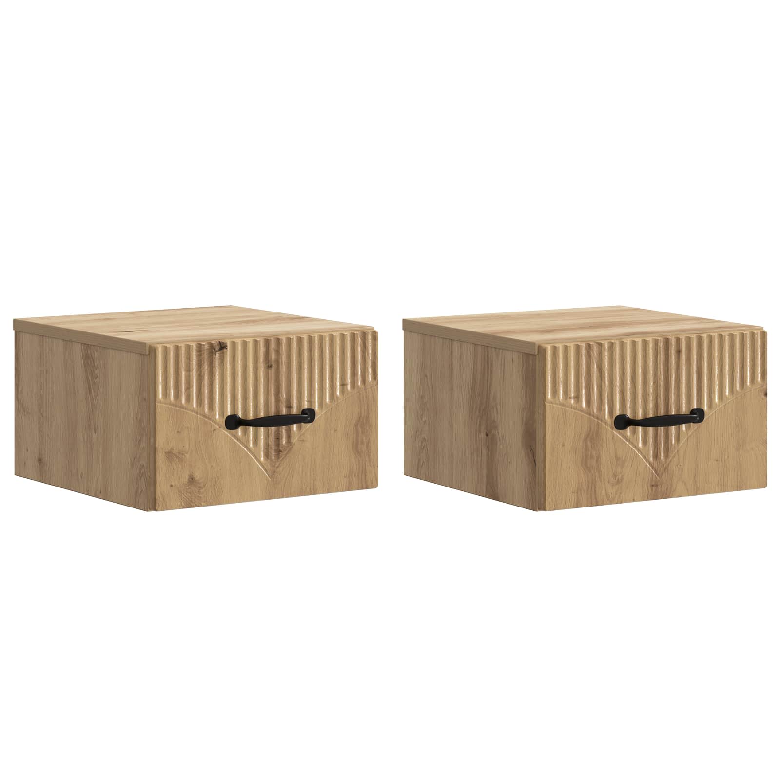 vidaXL Wandbeugel Bedkast 2 pcs Wit 34,5 x 33 x 20 cm Bewerkt hout